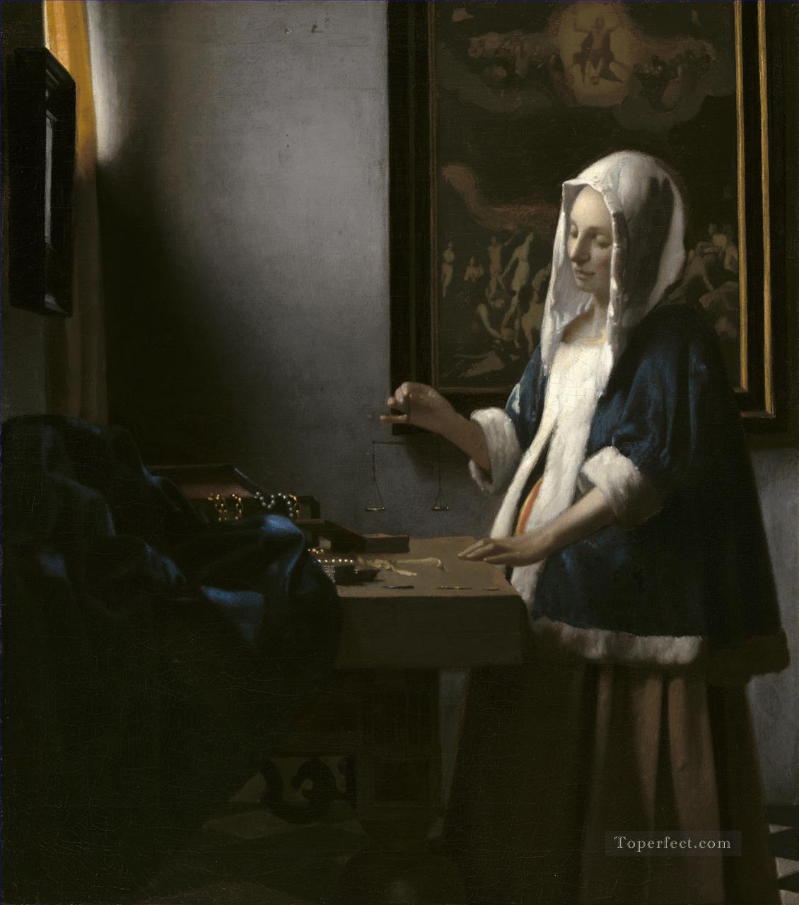 Woman Holding a Balance Baroque Johannes Vermeer Oil Paintings
